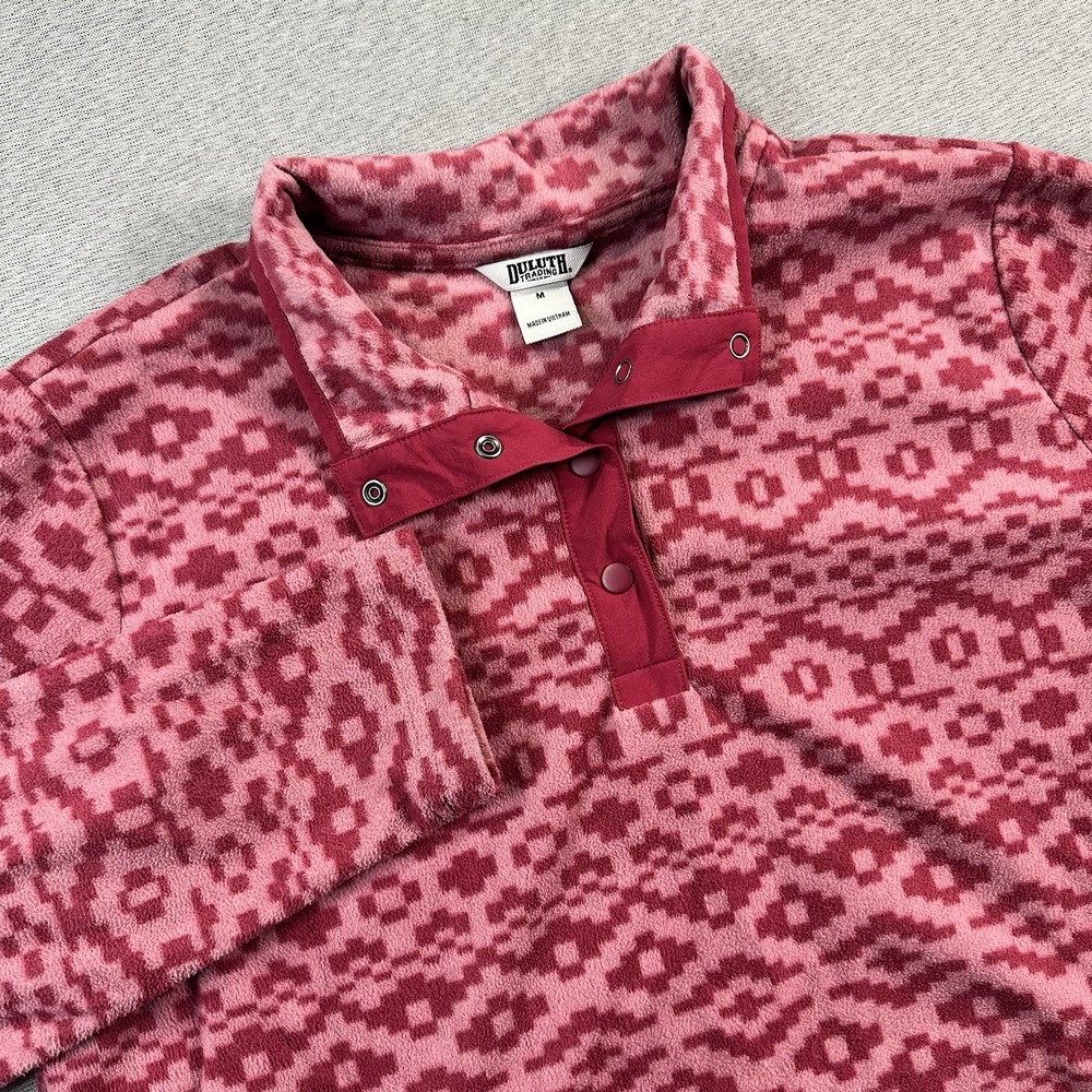 Duluth Trading Sweater Woman's M Pink Aztec‎ Navajo Snap Fleece Sweatshirt